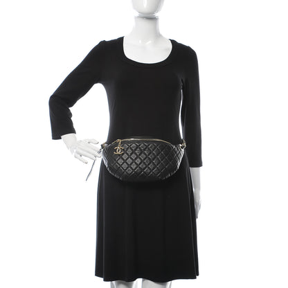 Chanel Calfskin Quilted Banane Waist Bag Fanny Pack Black 2 of 9