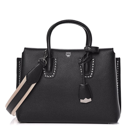 MCM Grained Calfskin Studded Medium Milla Tote Black 1 of 11