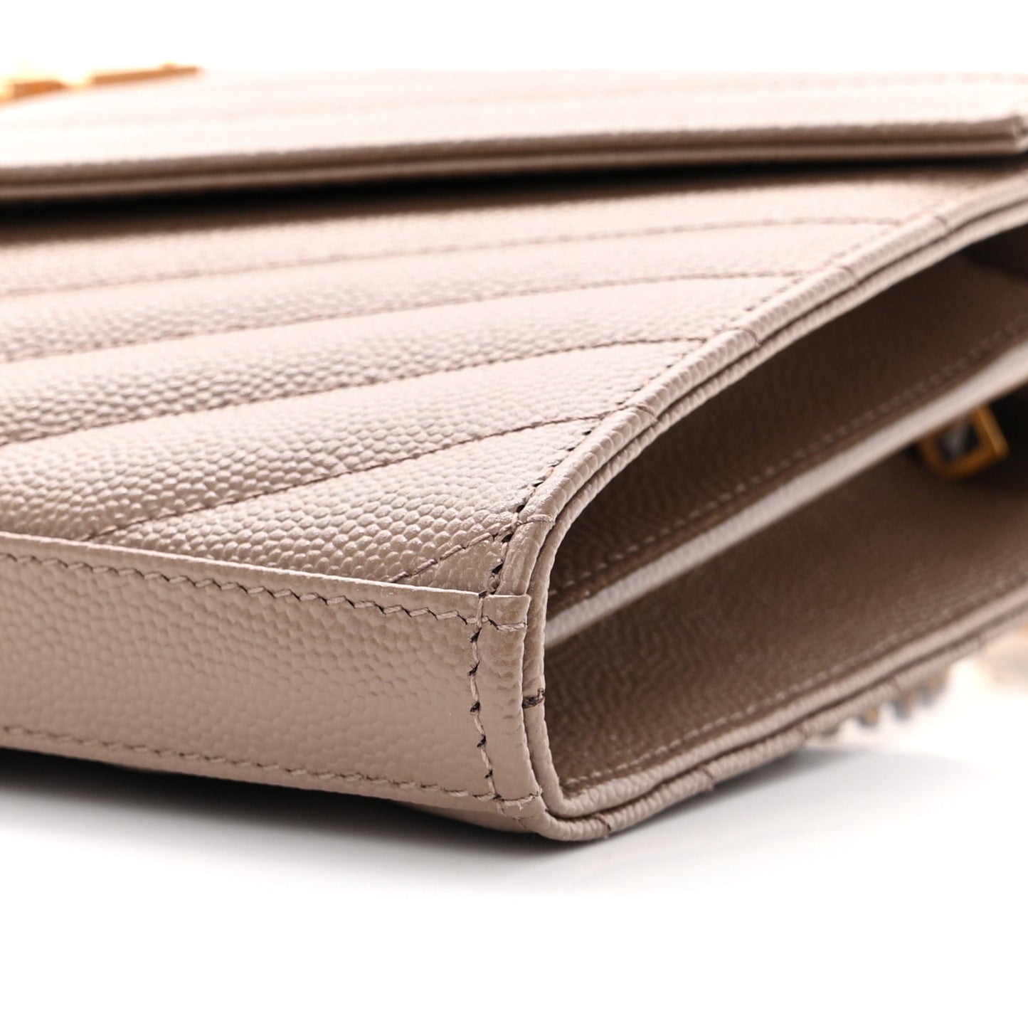 Grain De Poudre Matelasse Chevron Monogram Chain Wallet Taupe