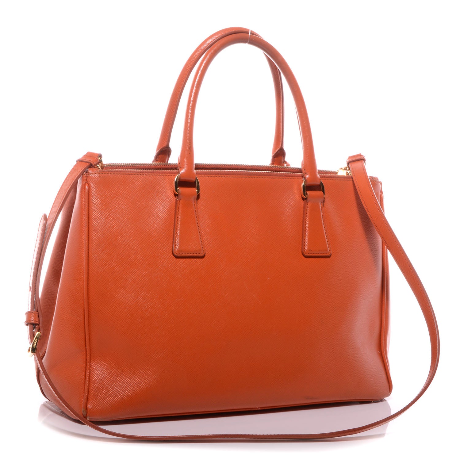 Prada Saffiano Lux Medium Double Zip Tote Papaya 3 of 11