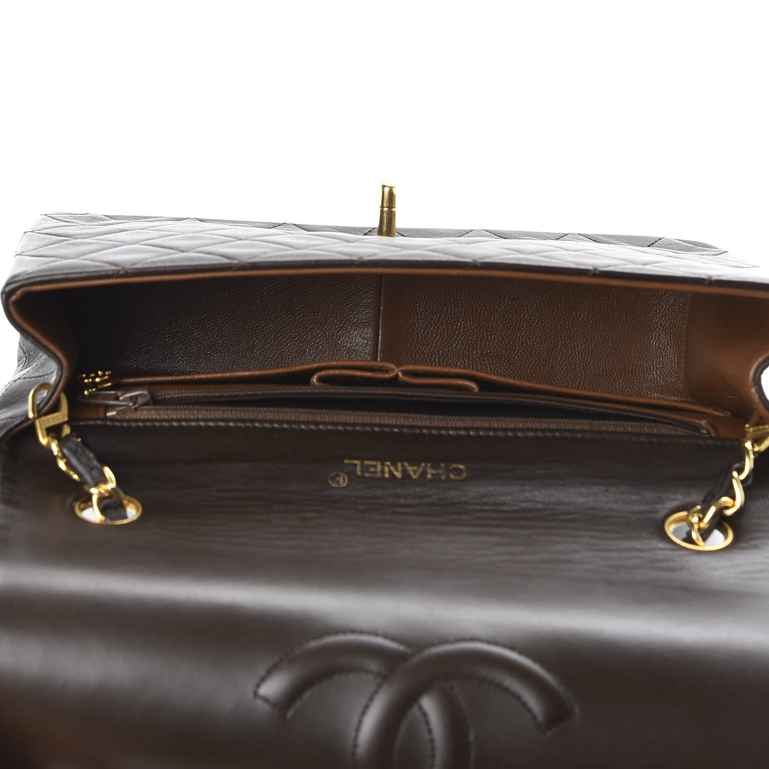 Chanel Lambskin Quilted Small Single Flap Bag Dark Brown 5 of 9