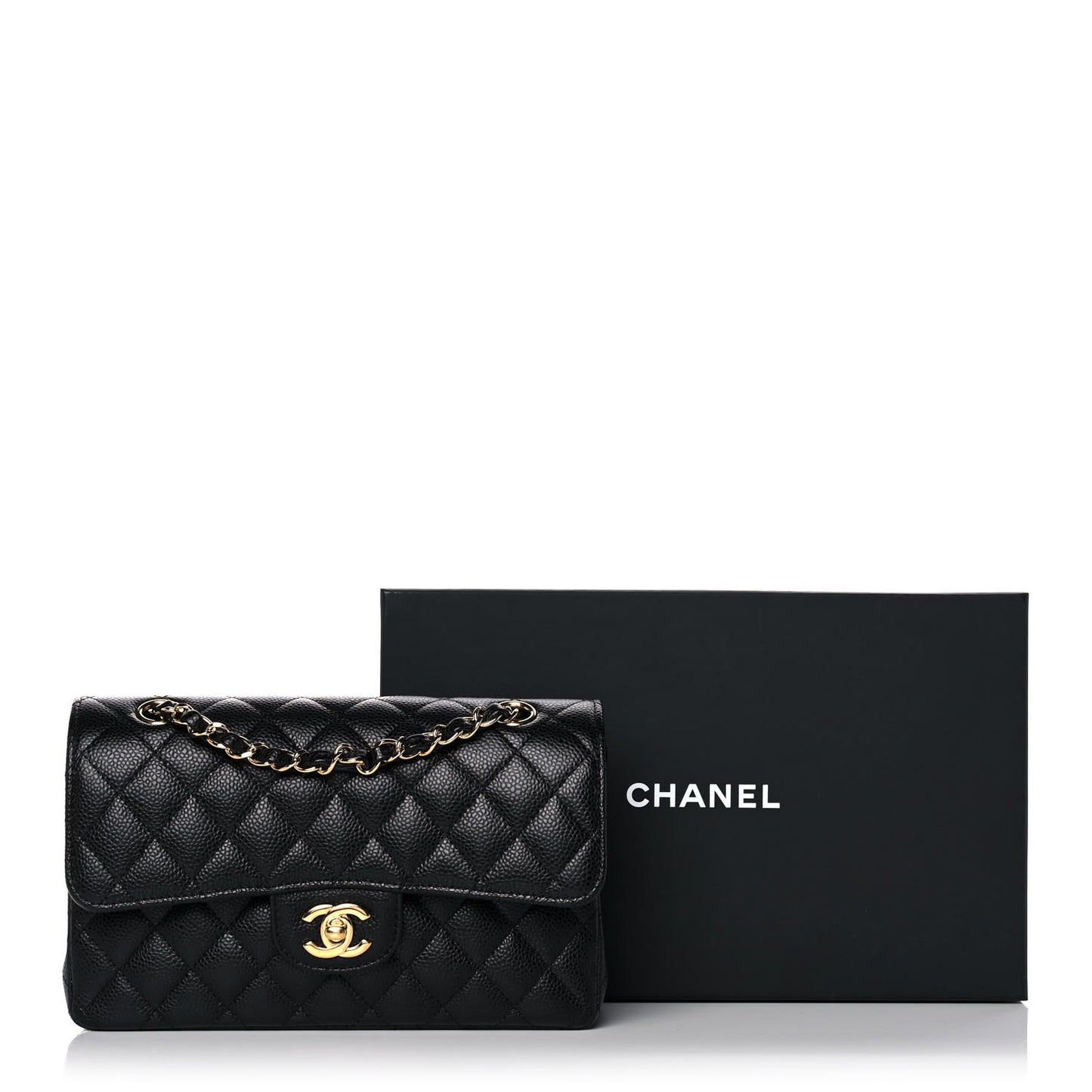 Caviar Quilted Small Double Flap Black