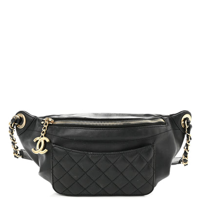 Chanel Lambskin Quilted Waist Bag Fanny Pack Black 1 of 12