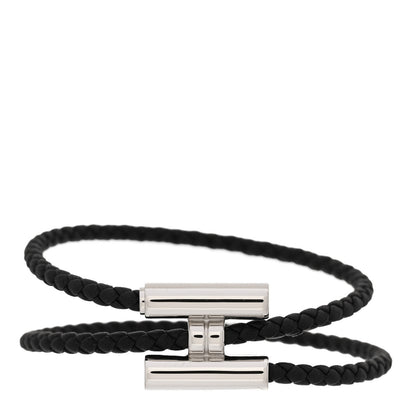 Hermes Swift Double Wrap Cord Tournis Tresse Bracelet T3 Black 1 of 6