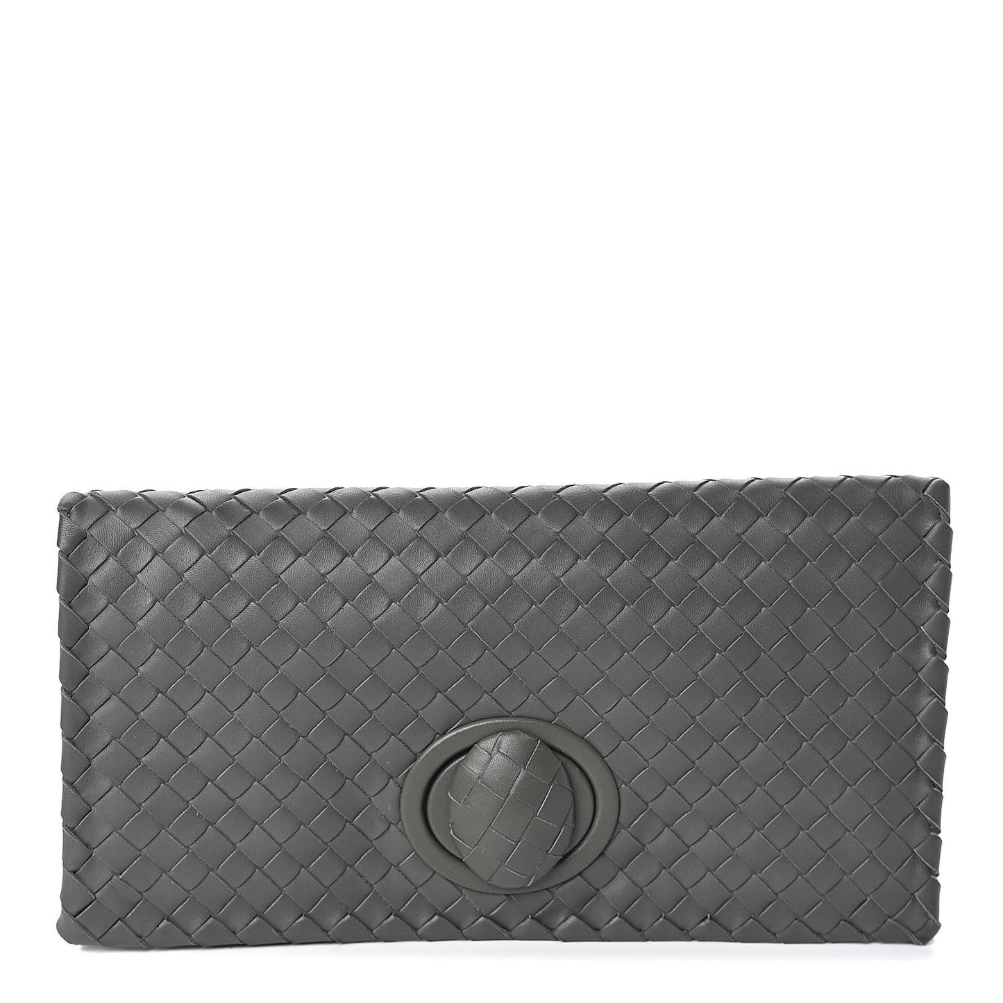 Nappa Intrecciato Turnlock Clutch Grey