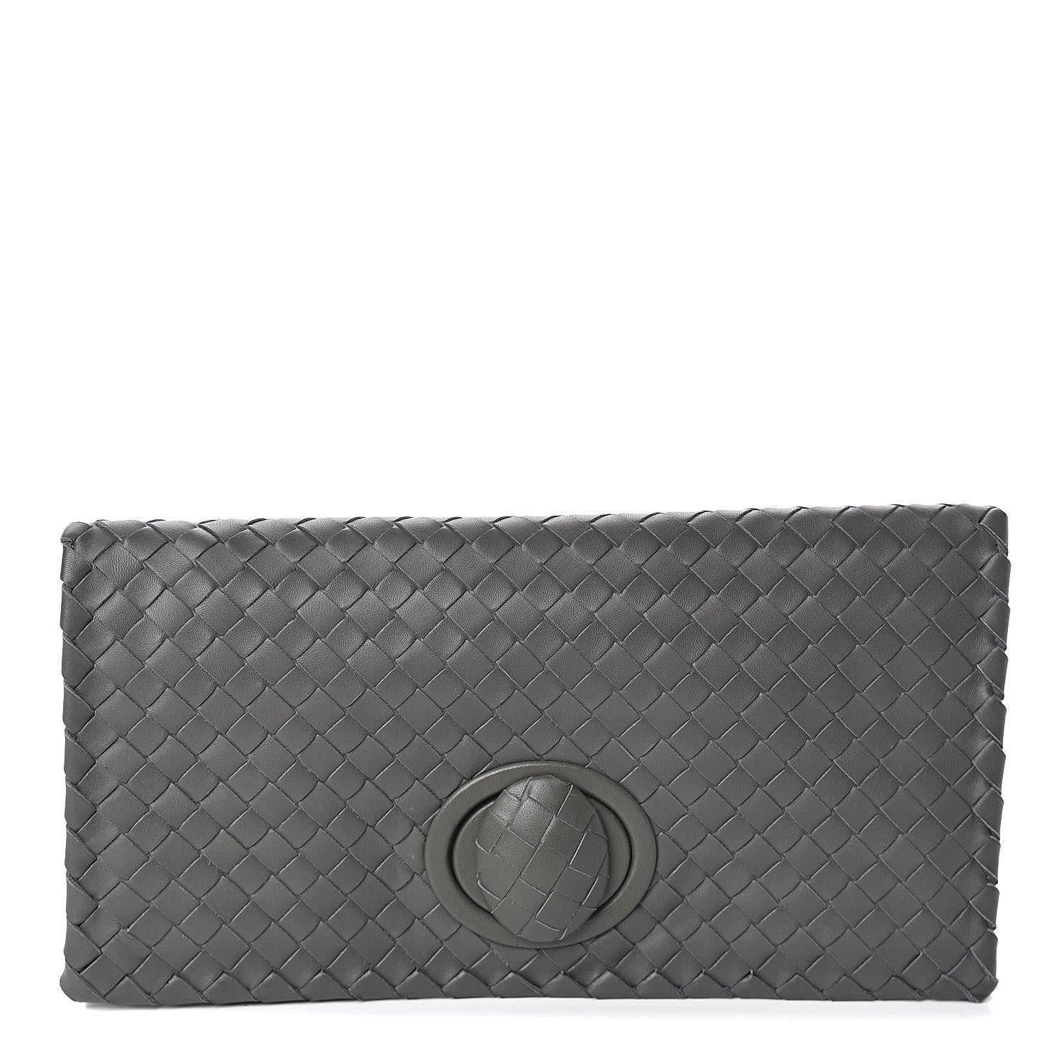 Bottega Veneta Nappa Intrecciato Turnlock Clutch Grey 1 of 8