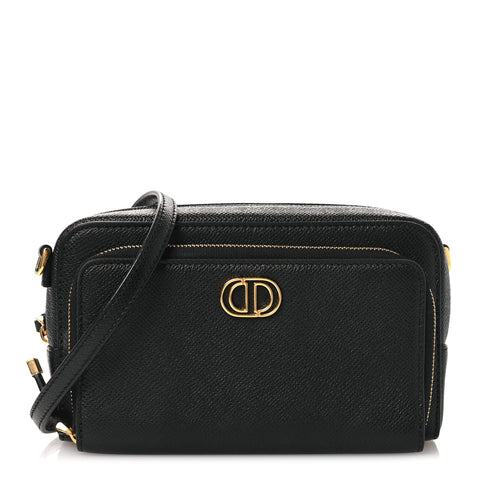 Grained Calfskin Caro Double Pouch Black