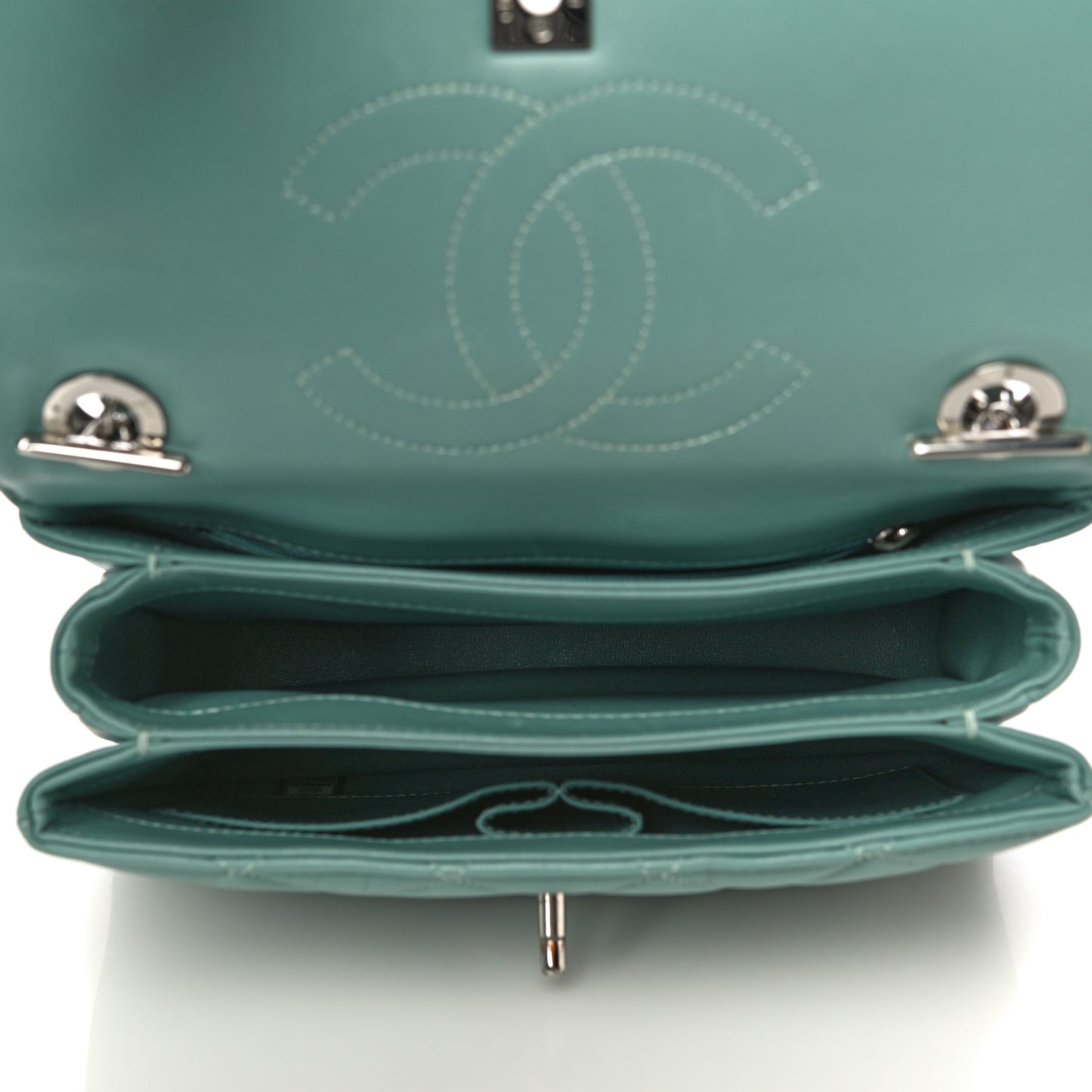 Lambskin Quilted Small Trendy CC Flap Dual Handle Bag Light Green