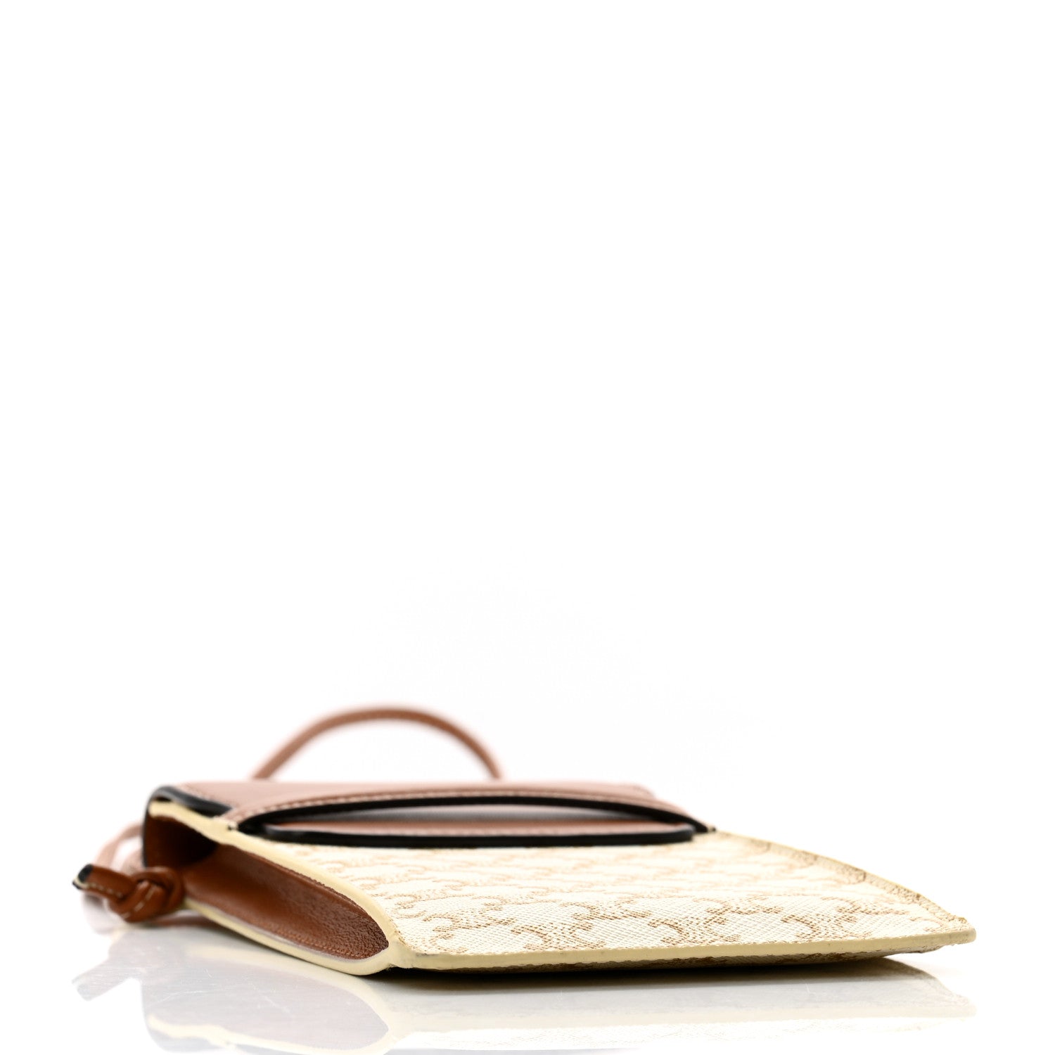 Celine Triomphe Canvas Lambskin Phone Pouch With Flap White Tan 4 of 13