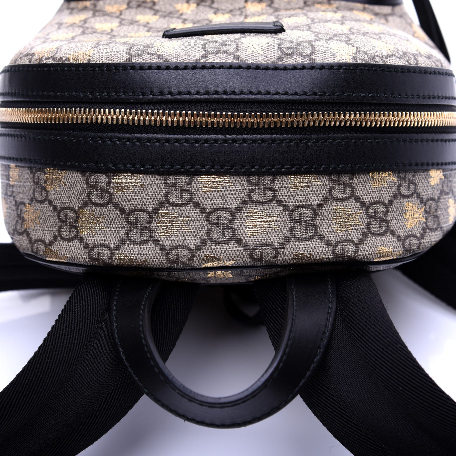 Gucci GG Supreme Monogram Bees Print Small Day Backpack Beige Oro Black 10 of 13