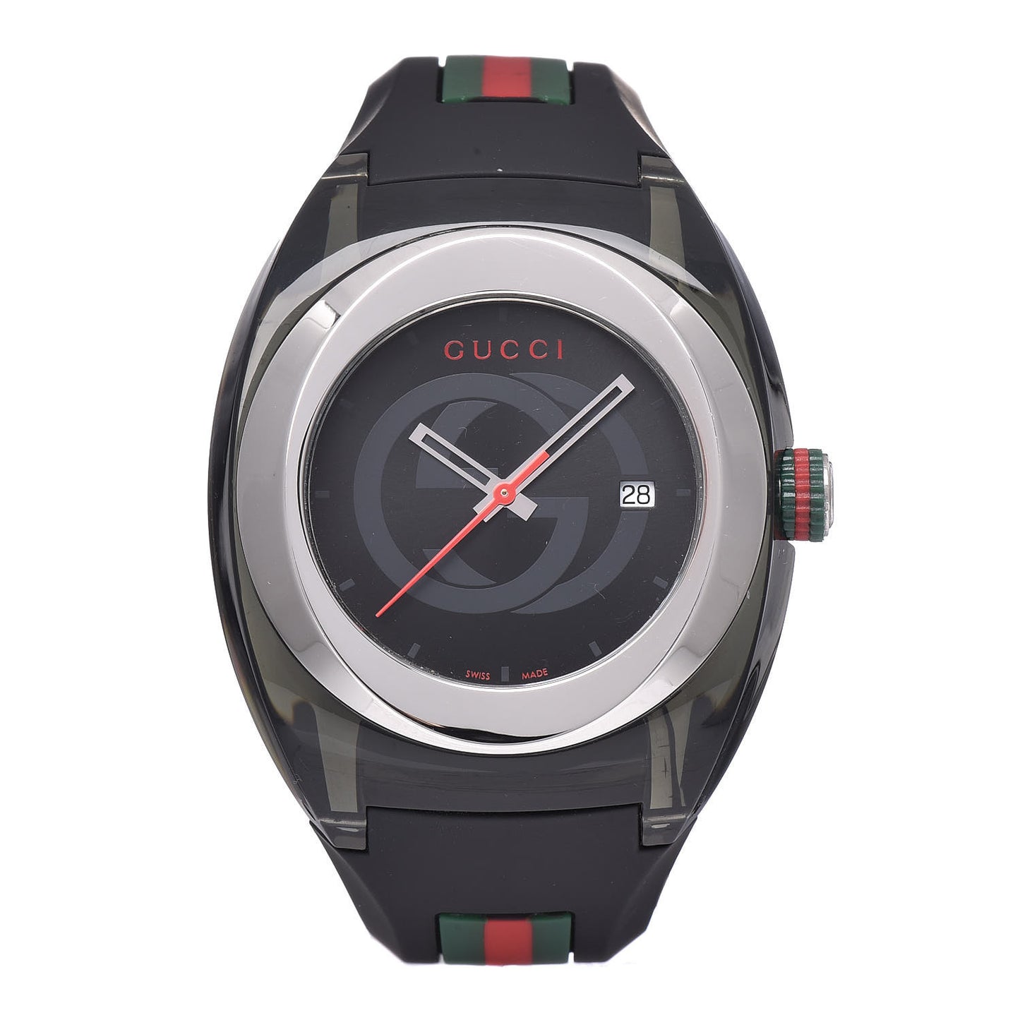 Stainless Steel Rubber 46mm Sync Web Quartz Watch Black