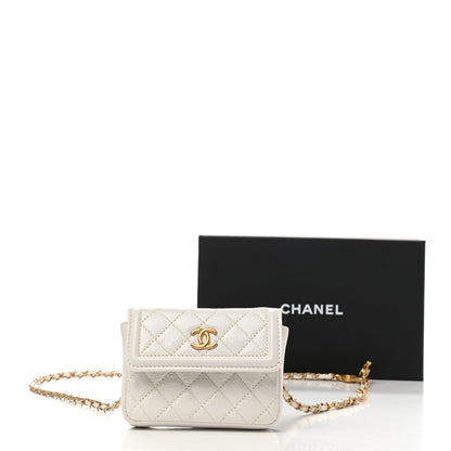 Chanel Shiny Aged Calfskin Quilted Waist Belt Bag White 9 of 9