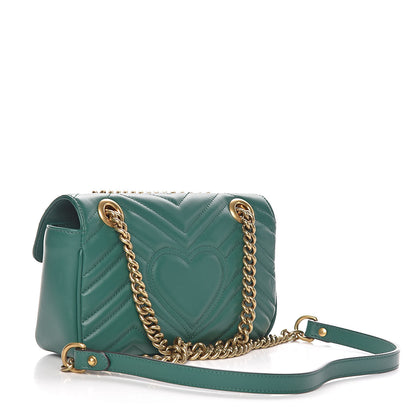 Gucci Calfskin Matelasse Mini GG Marmont Shoulder Bag Emerald Green 3 of 10