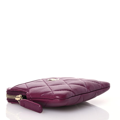 Chanel Lambskin Quilted Zip Card Holder Wallet Dark Purple 4 of 10