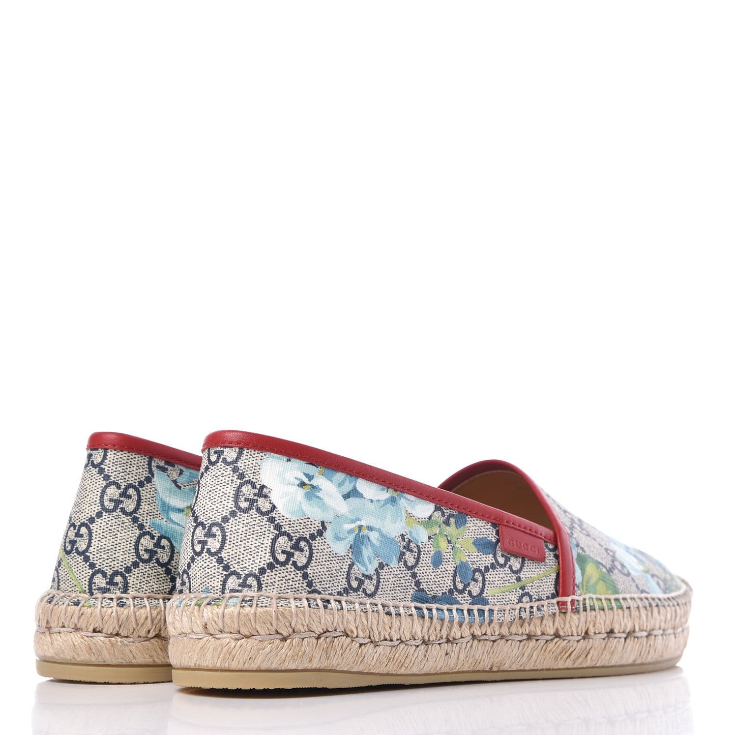 GG Supreme Monogram Blooms Espadrilles 39 Beige Blue Navy Hibiscus Red