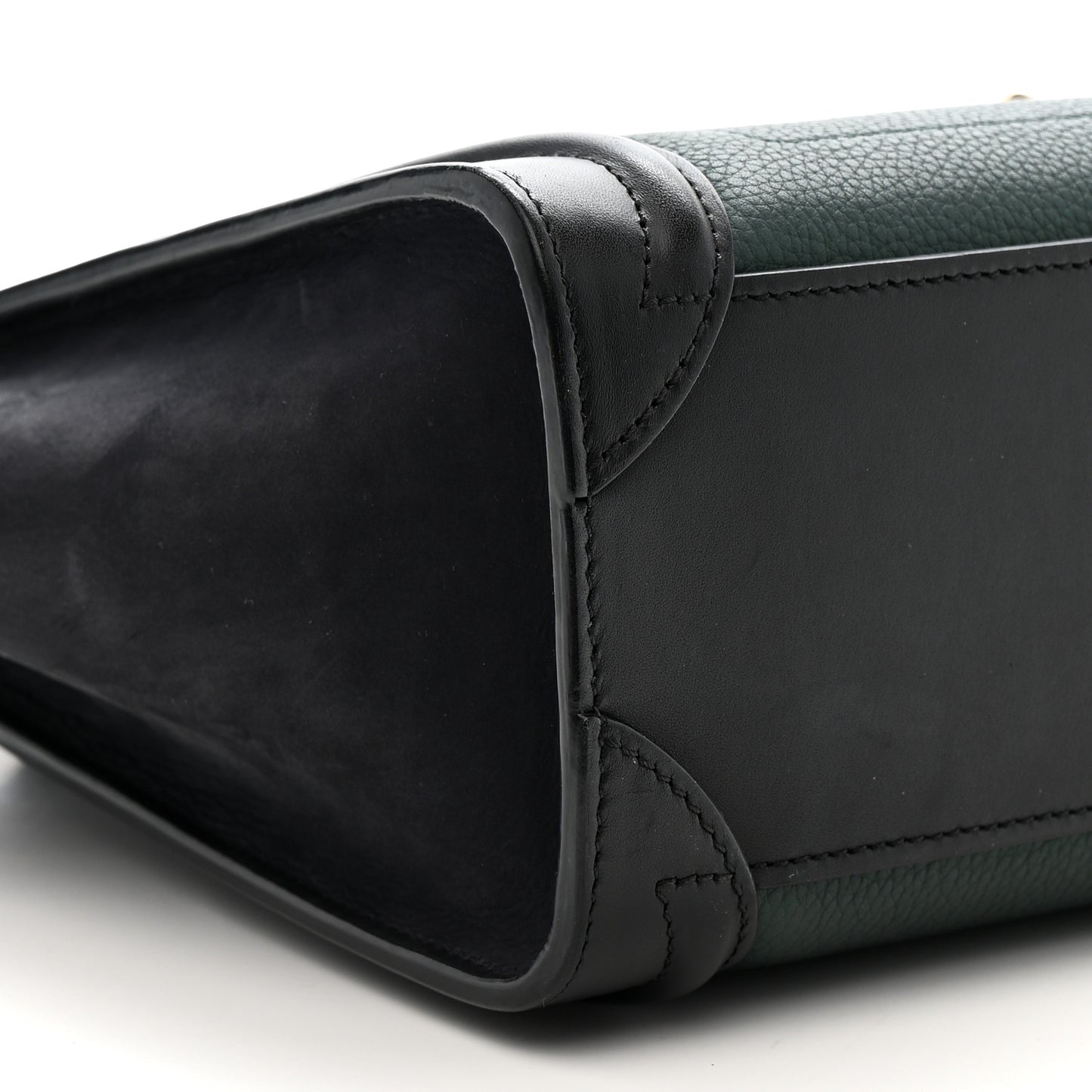 Grained Baby Calfskin Nubuck Nano Bi-Color Luggage Dark Green Navy
