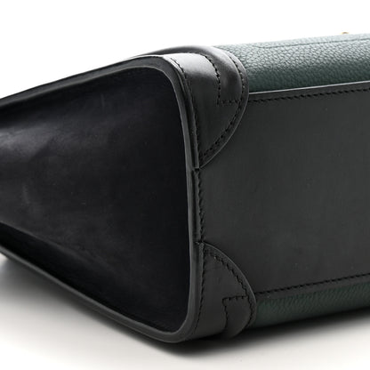 Celine Grained Baby Calfskin Nubuck Nano Bi-Color Luggage Dark Green Navy 9 of 14