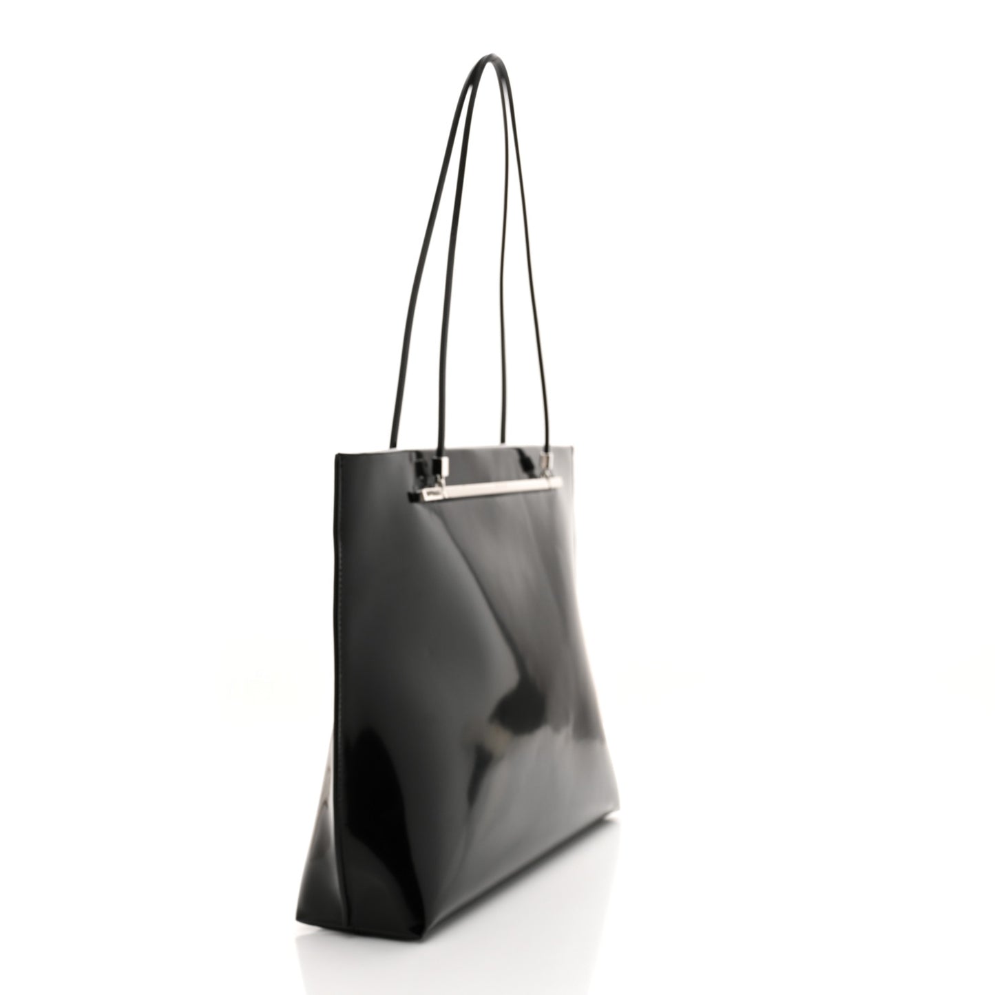 Patent Calfskin Suzanne Shopping Tote Black
