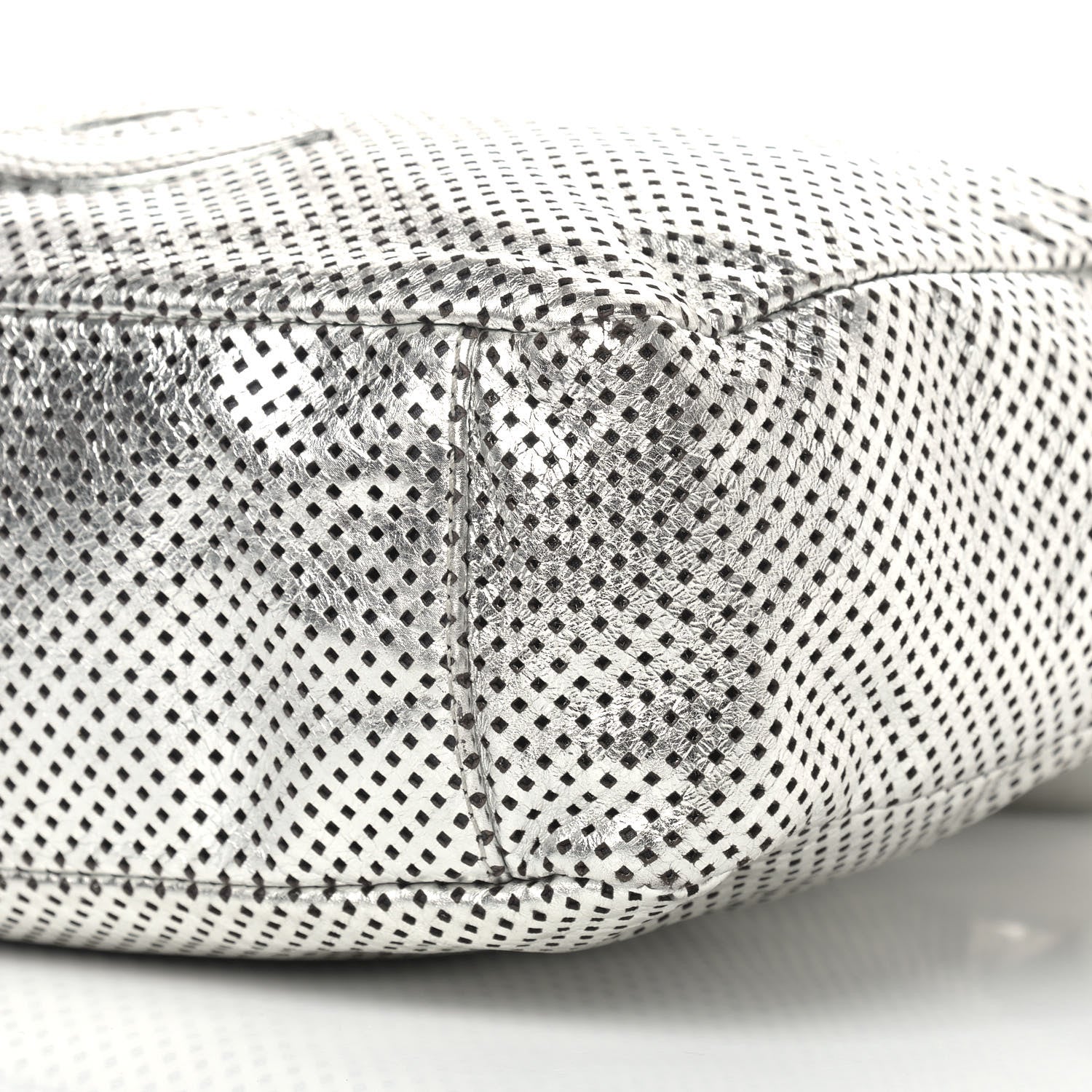 Chanel Metallic Glazed Calfskin Perforated Medium Rodeo Drive Tote Silver 9 of 15