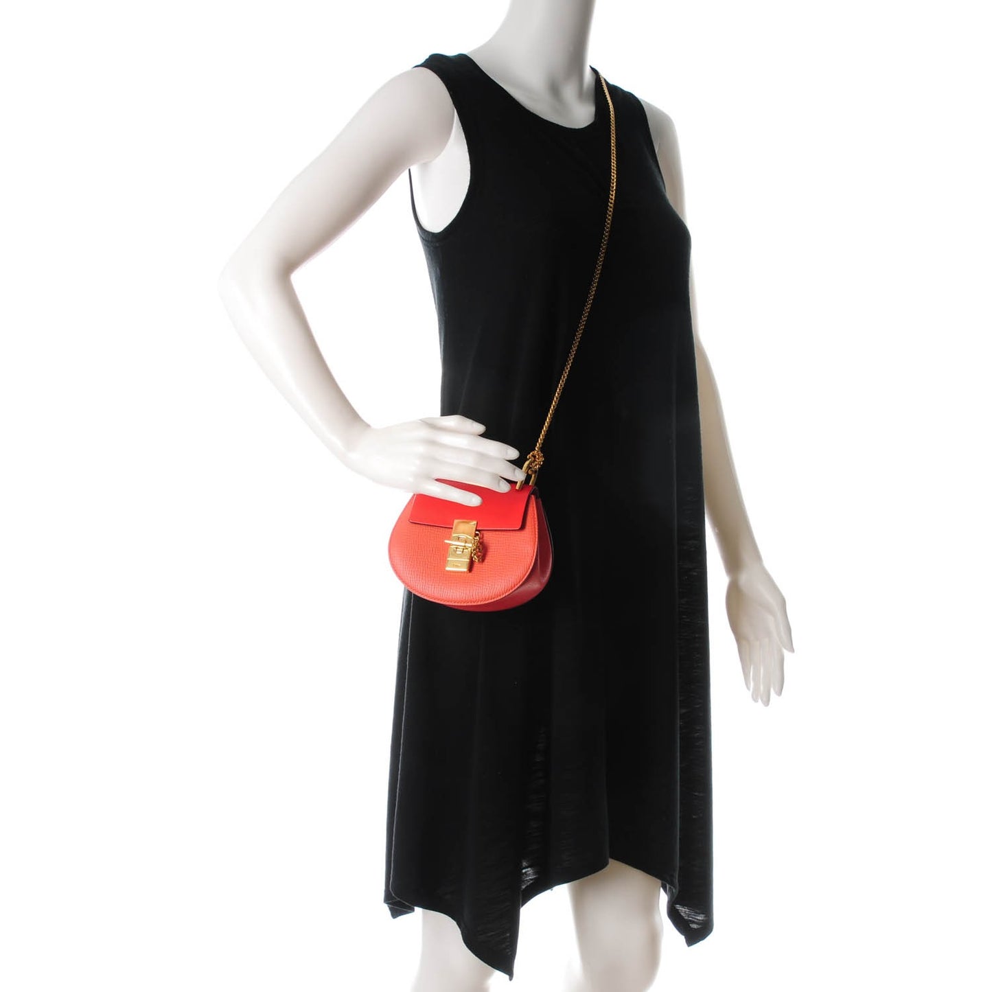 Grained Lambskin Mini Drew Shoulder Bag Plaid Red
