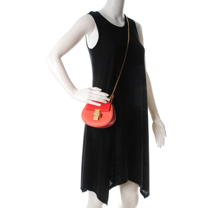 Chloe Grained Lambskin Mini Drew Shoulder Bag Plaid Red 2 of 6
