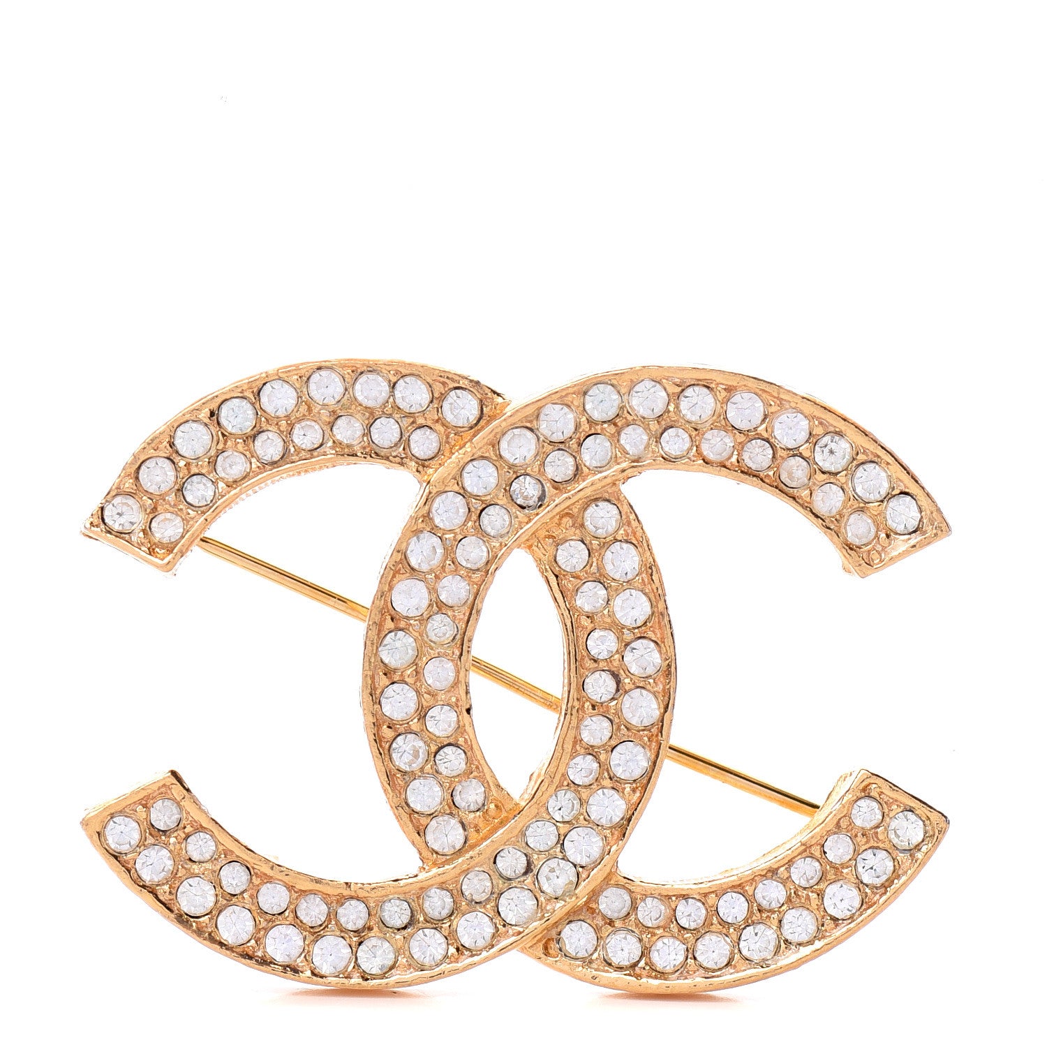 Chanel Crystal CC Brooch Light Gold 1 of 4