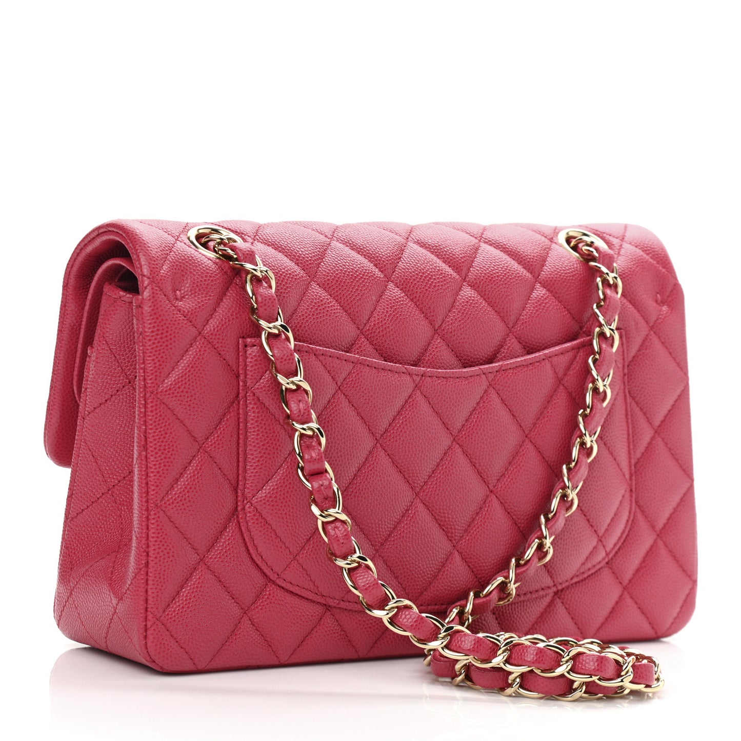 Caviar Quilted Small Double Flap Dark Pink