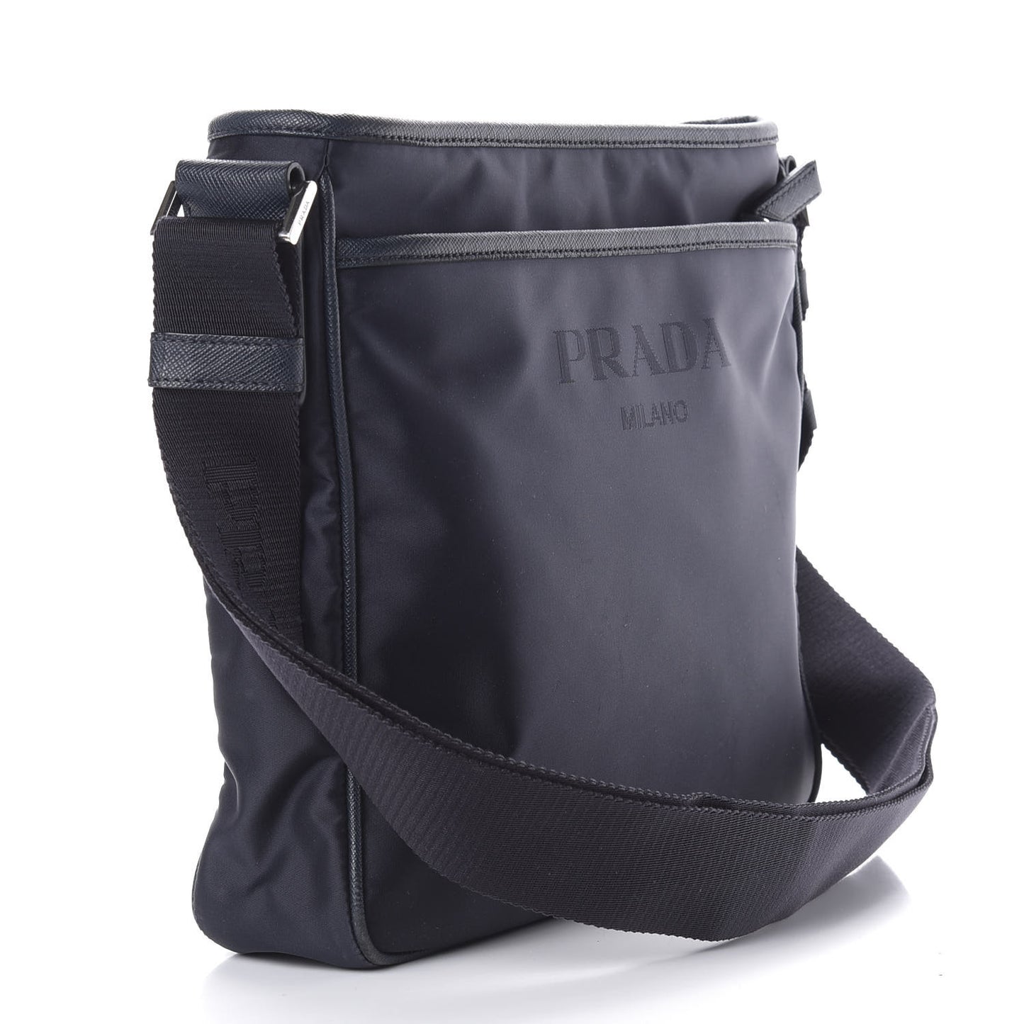Tessuto Nylon Saffiano Flat Messenger Bag Baltico