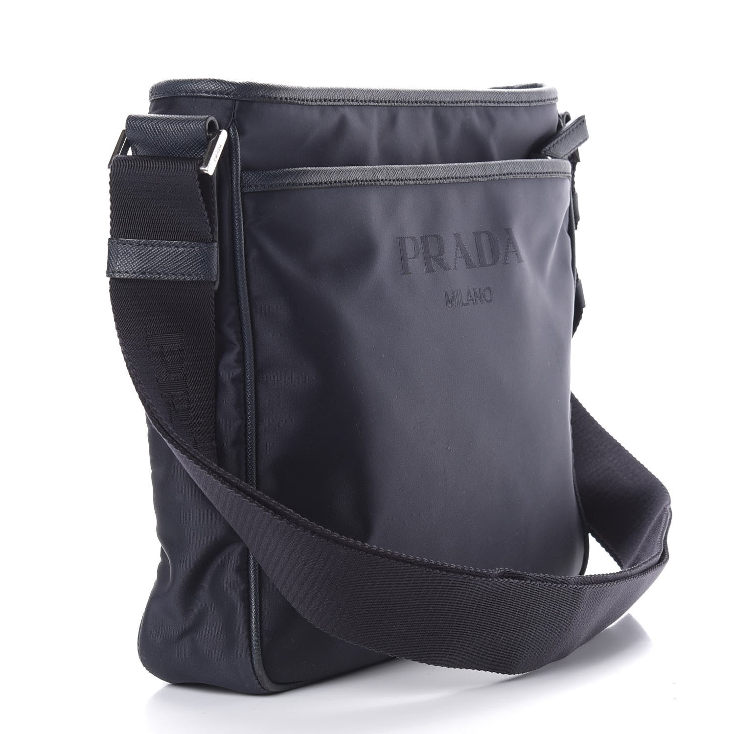 Prada Tessuto Nylon Saffiano Flat Messenger Bag Baltico 3 of 15