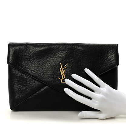 Saint Laurent Grained Lambskin Cassandre Envelope Pouch Black 2 of 8