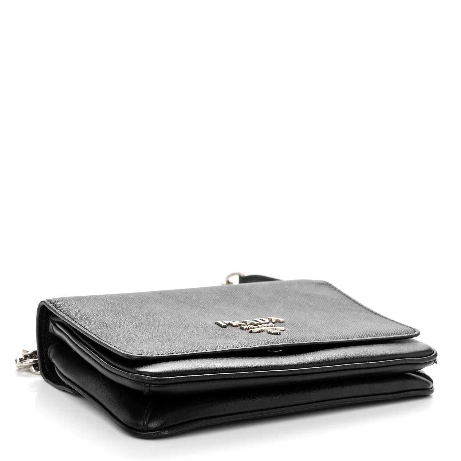 Prada Saffiano Chain Shoulder Bag Black 4 of 9