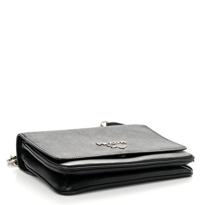 Prada Saffiano Chain Shoulder Bag Black 4 of 9