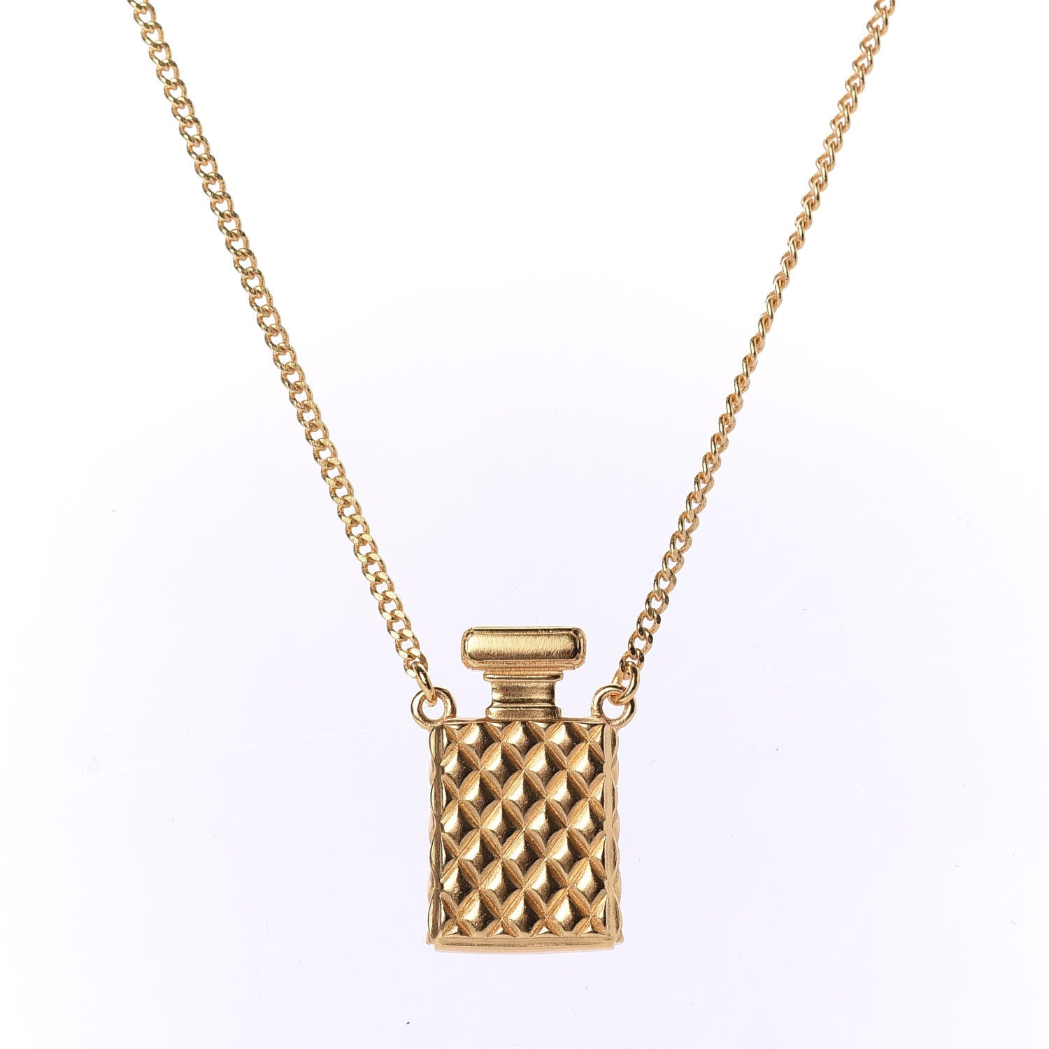 Chanel Crystal Pearl Perfume Bottle CC Necklace Black Gold 4 of 6