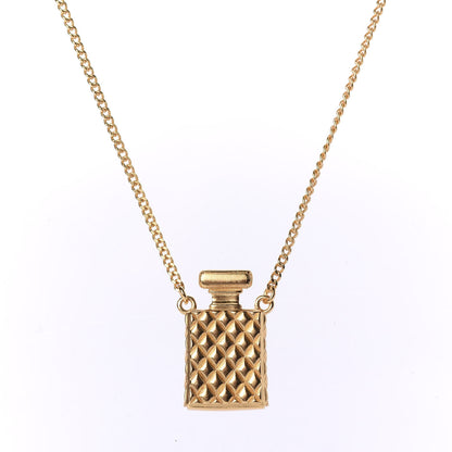 Chanel Crystal Pearl Perfume Bottle CC Necklace Black Gold 4 of 6