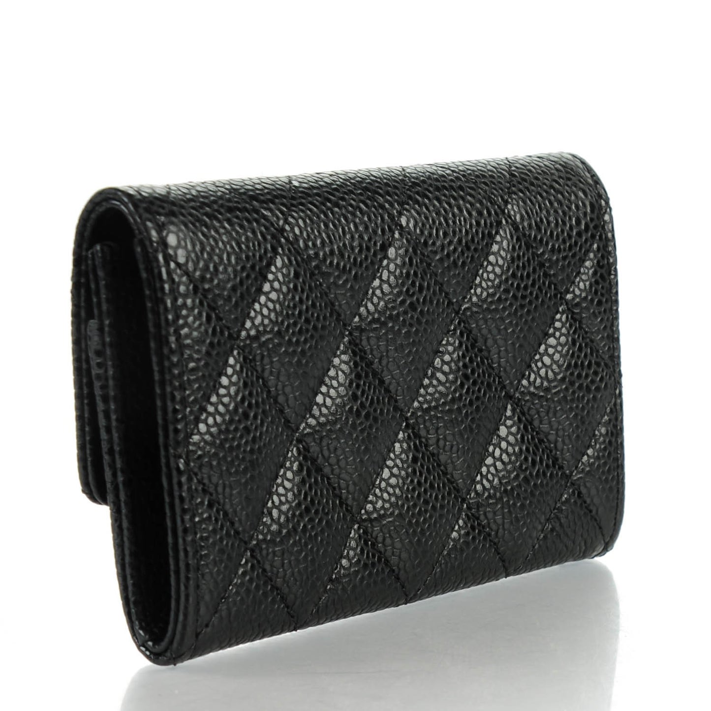 Caviar Quilted Card Holder Black