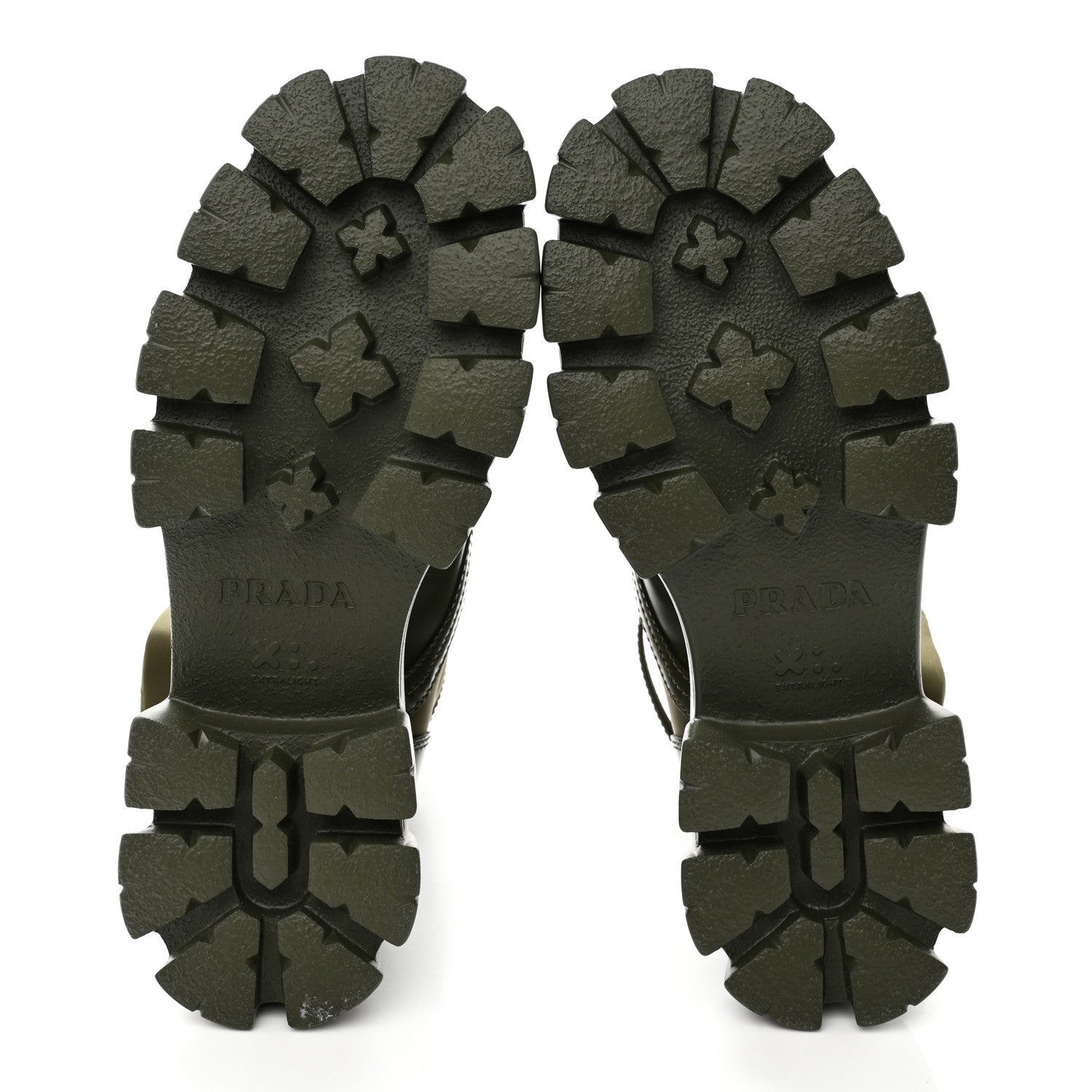 Prada Spazzolato Rois Re-Nylon Metal Triangle Logo Monolith Pouch Pocket 60mm Combat Boots 37.5 Militare 5 of 11