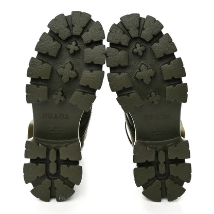 Prada Spazzolato Rois Re-Nylon Metal Triangle Logo Monolith Pouch Pocket 60mm Combat Boots 37.5 Militare 5 of 11