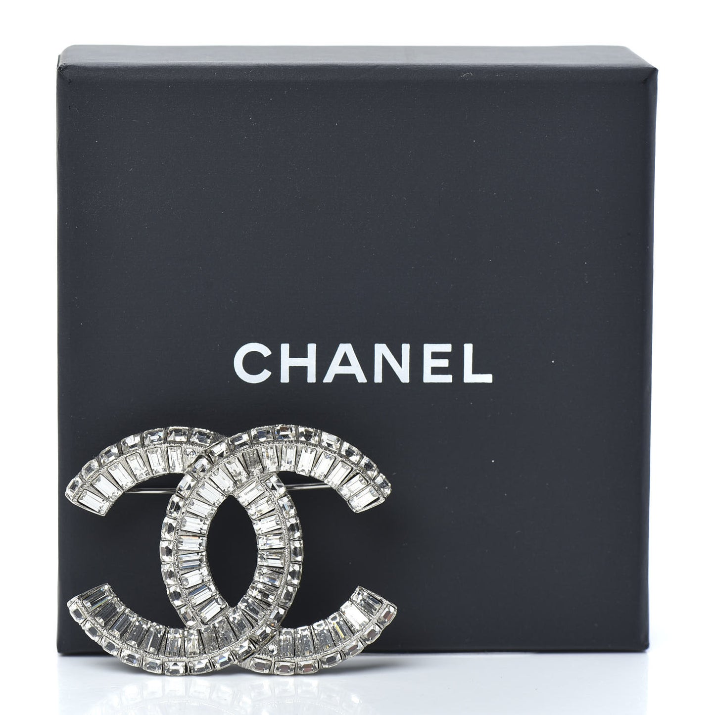 Baguette Crystal CC Brooch Silver