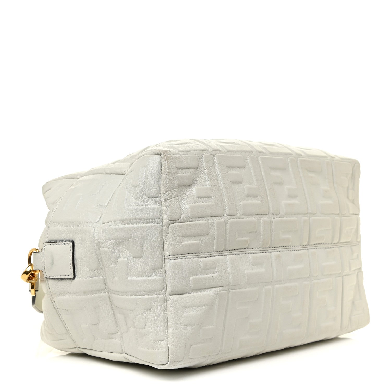 Fendi Nappa FF 1974 Embossed Small Boston White 4 of 19