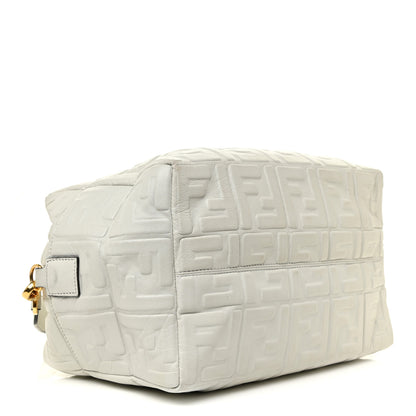 Fendi Nappa FF 1974 Embossed Small Boston White 4 of 19