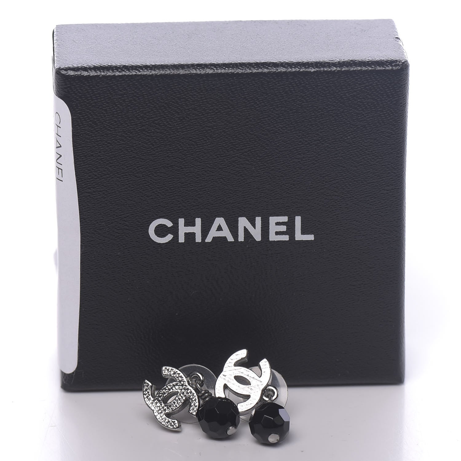 Chanel Ruthenium Bead CC Drop Earrings Black 5 of 5