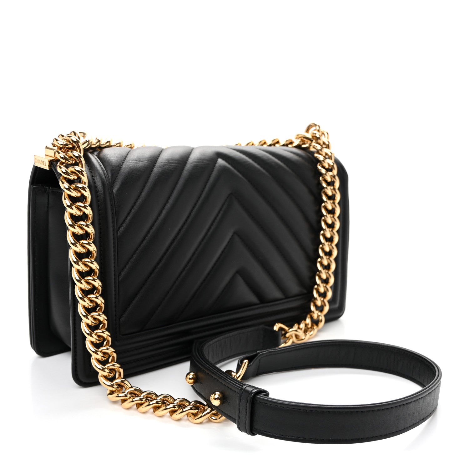 Chanel Lambskin Chevron Quilted Medium Boy Flap Black 3 of 10