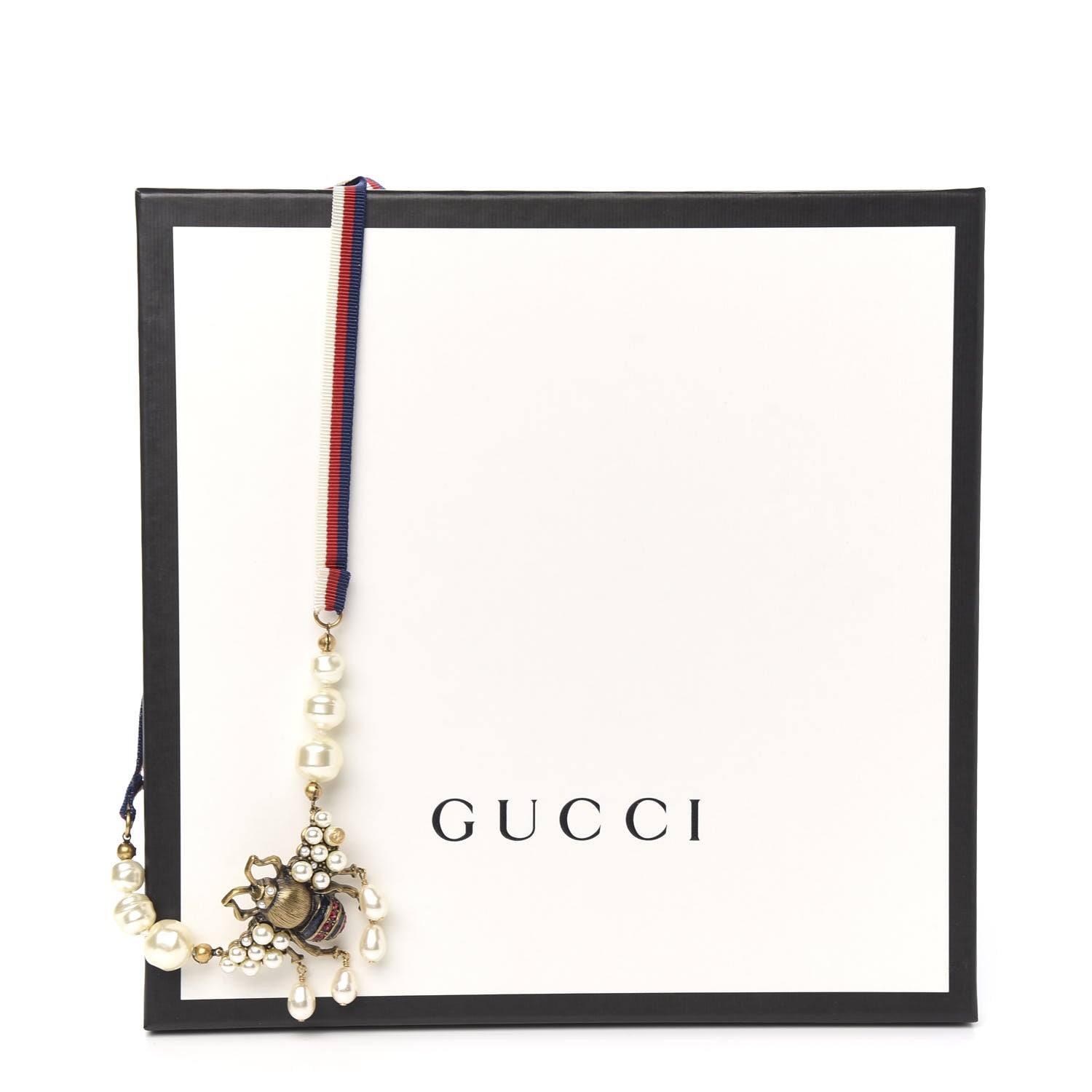 Gucci Crystal Pearl GG Sylvie Bee Necklace 4 of 4