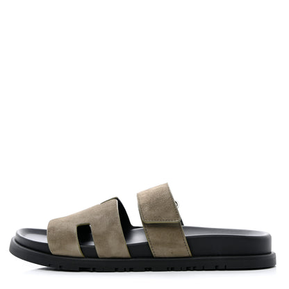 Hermes Suede Goatskin Mens Chypre Sandals 39 Vert Toundra 1 of 9