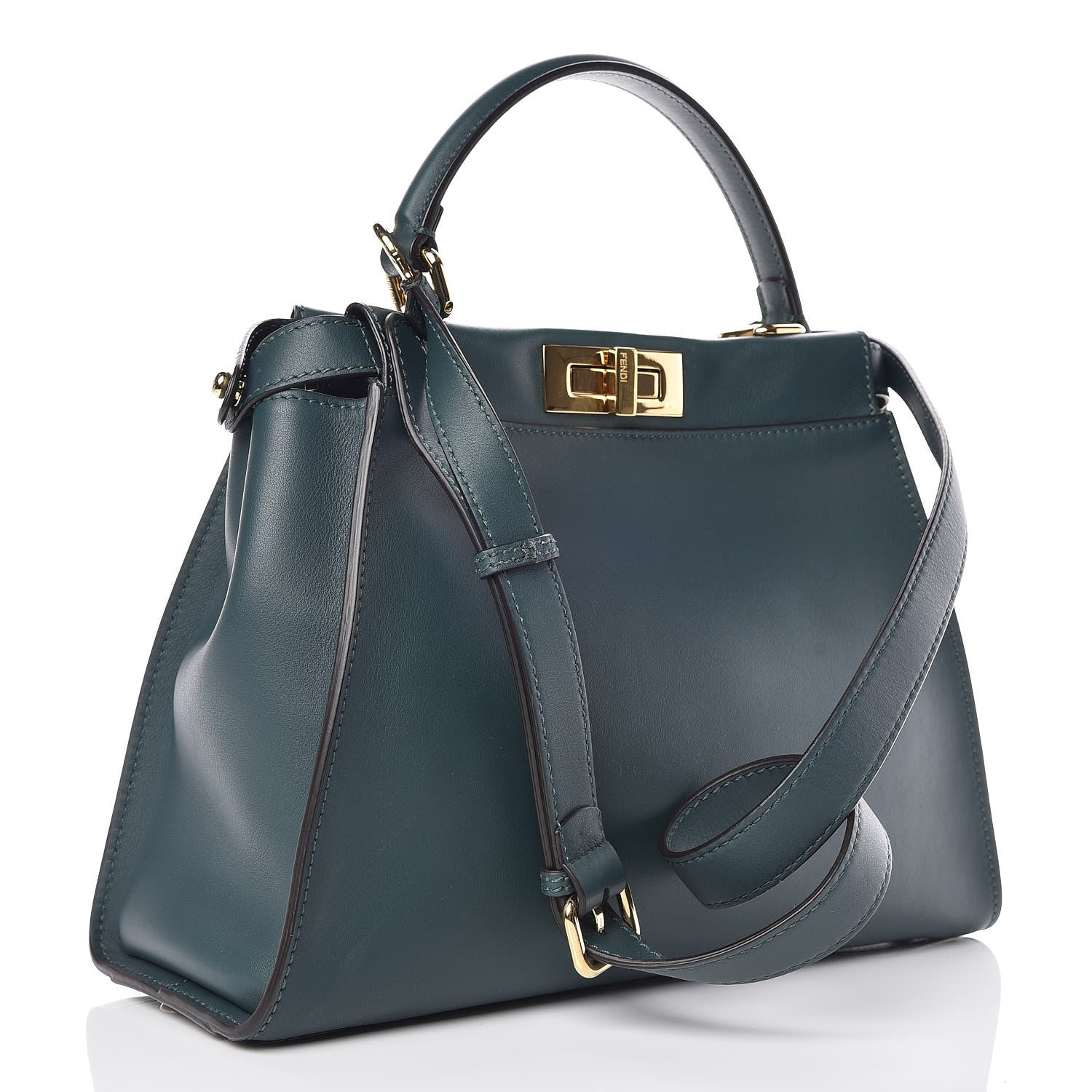 Fendi Vitello Seta Nappa Medium Peekaboo Iconic Satchel Amazzonia 4 of 11