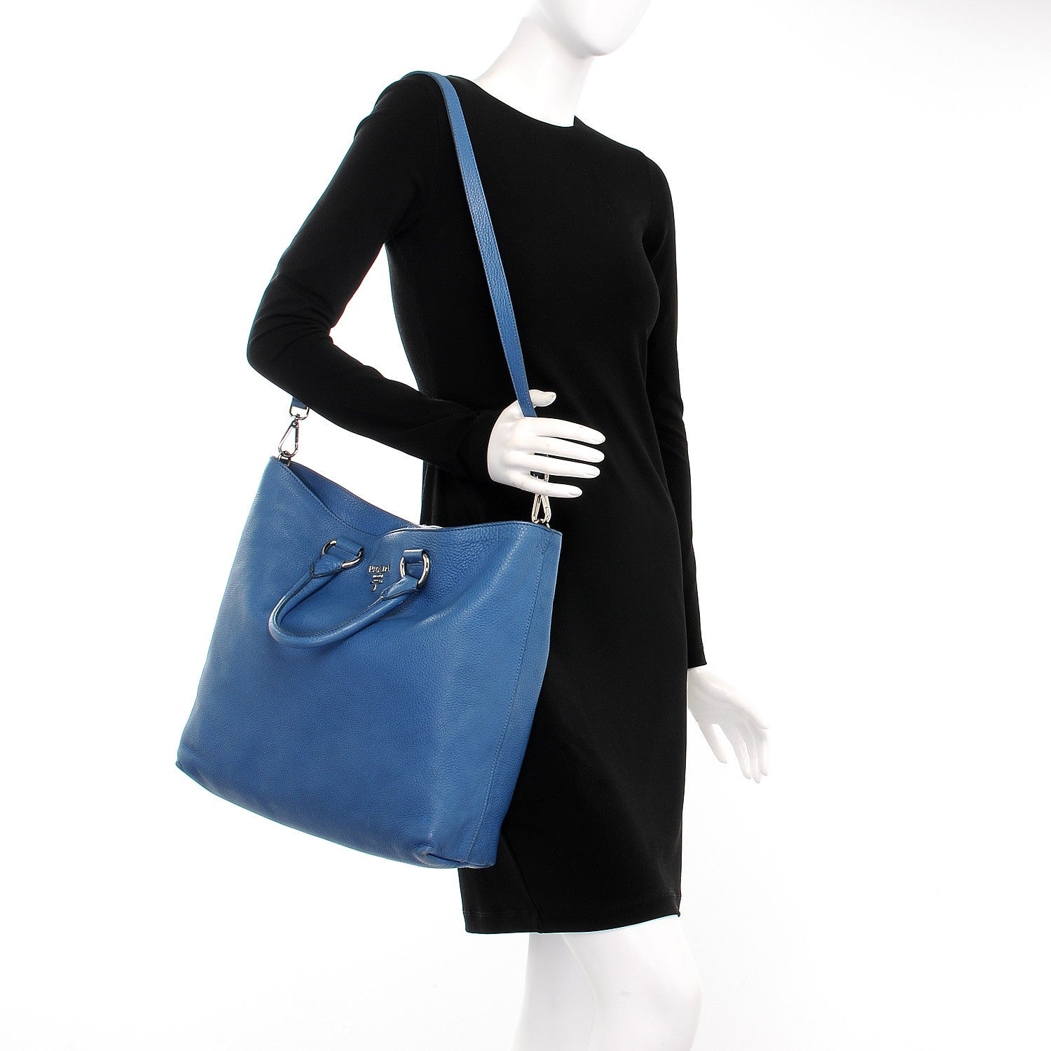 Prada Vitello Daino Tote Cobalto 2 of 9