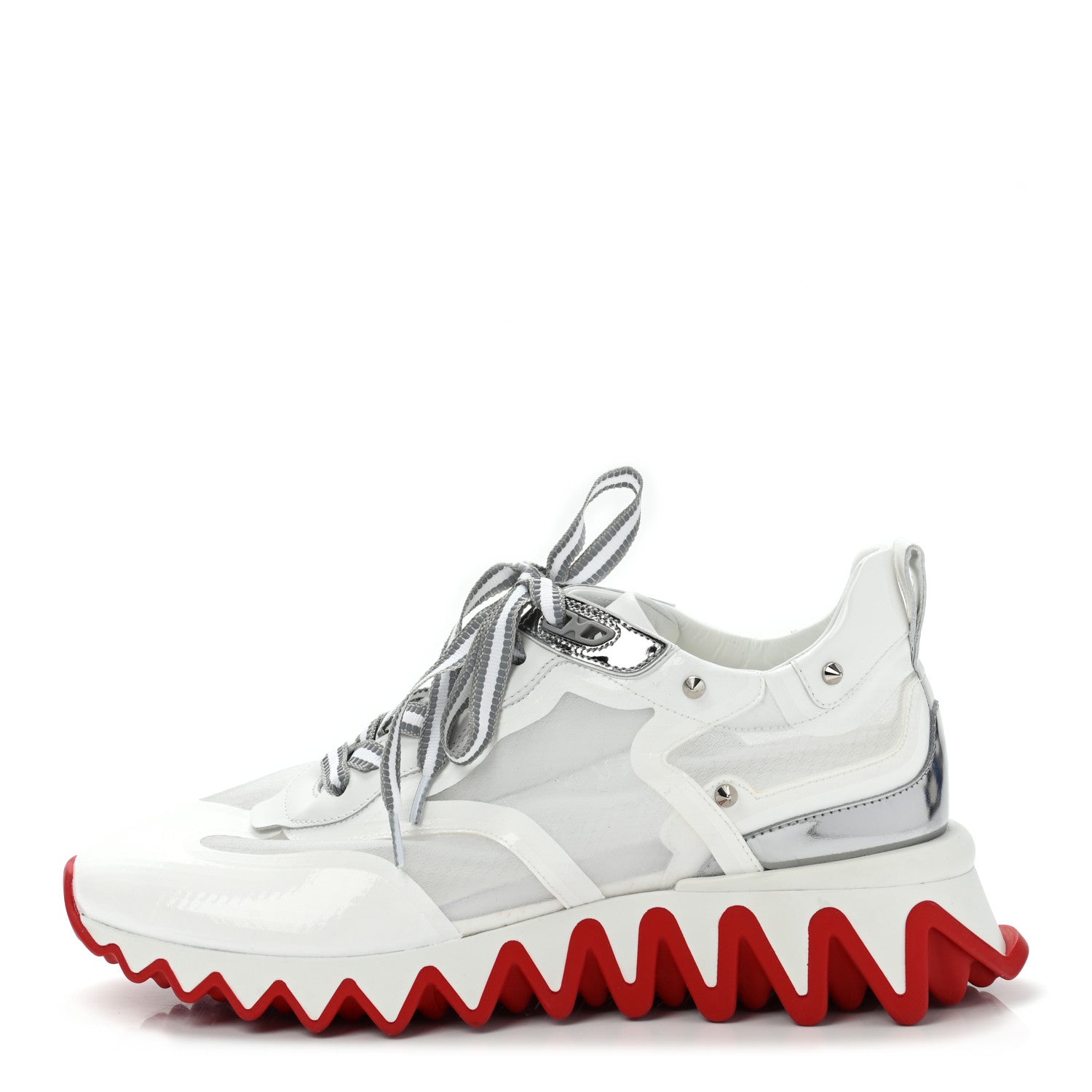 Christian Louboutin Transparent Mesh Patent Calfskin Sharkina Sneakers 38.5 White 1 of 9