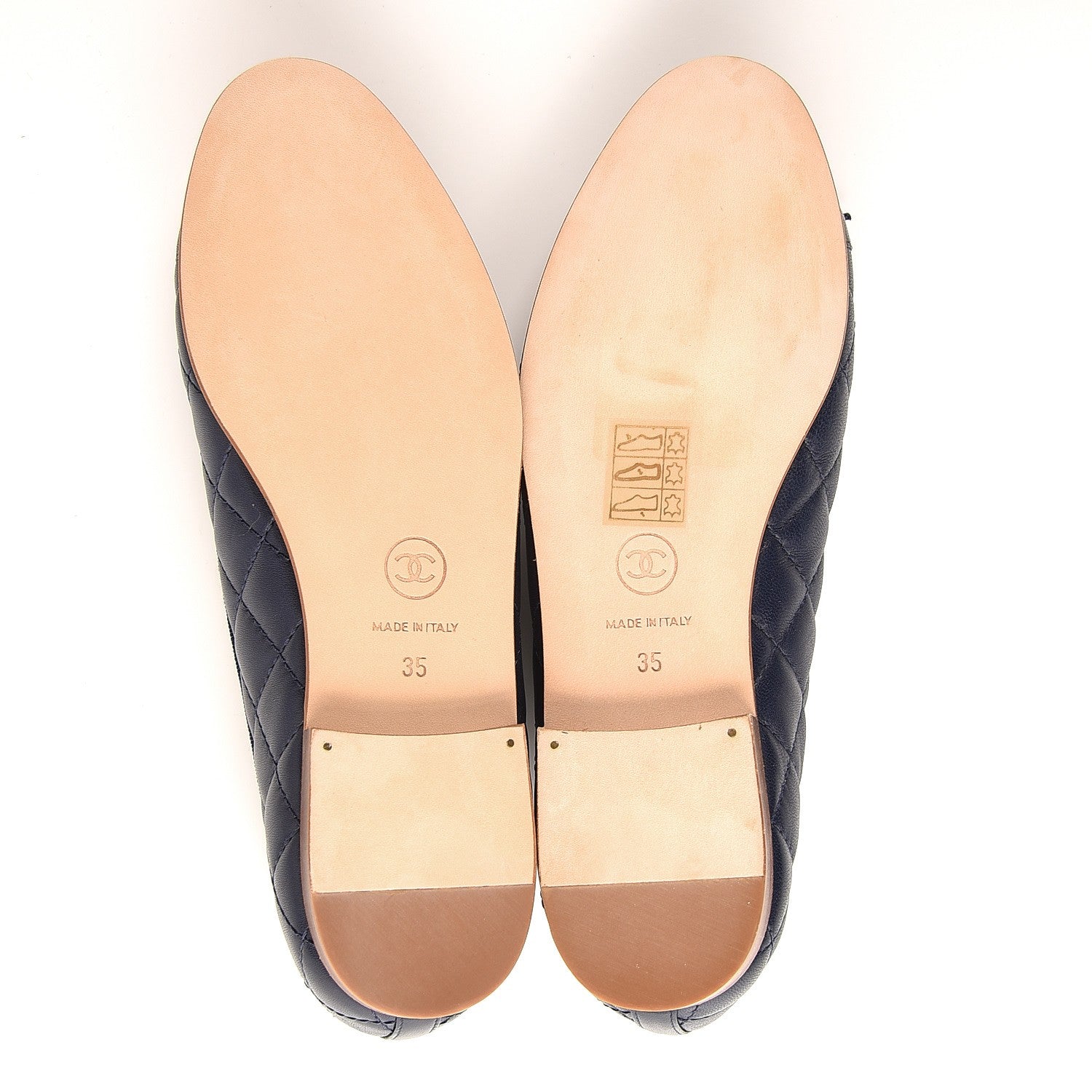 Chanel Lambskin Quilted CC Cap Toe Ballerina Flats 35 Navy 5 of 9