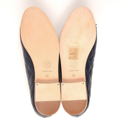 Chanel Lambskin Quilted CC Cap Toe Ballerina Flats 35 Navy 5 of 9