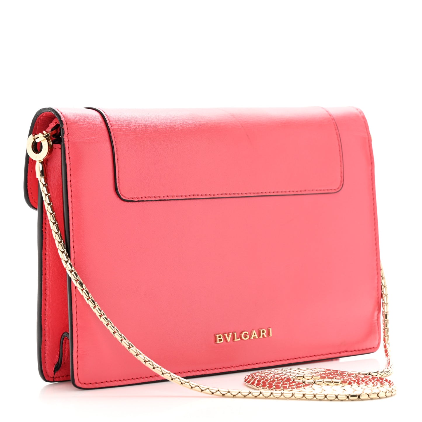 Calfskin Serpenti Forever Chain Wallet Reef Coral